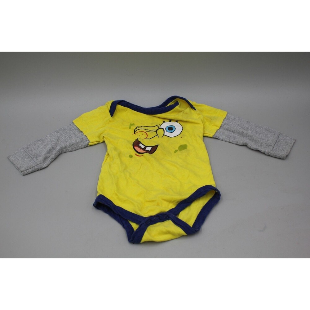Nickelodeon Spongebob Squarepants Winking Unisex Baby Outfit Size 6/9 M Long Slv